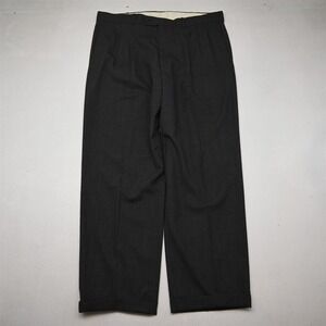 Mens 38x30 Gray Micro Houndstooth Wool Pleated Cuff High Waist Baggy Dress Pants